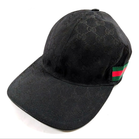 AUTH GUCCI NWT Monogram GG Logo Baseball Hat Black Sz XL - Picture 1 of 9